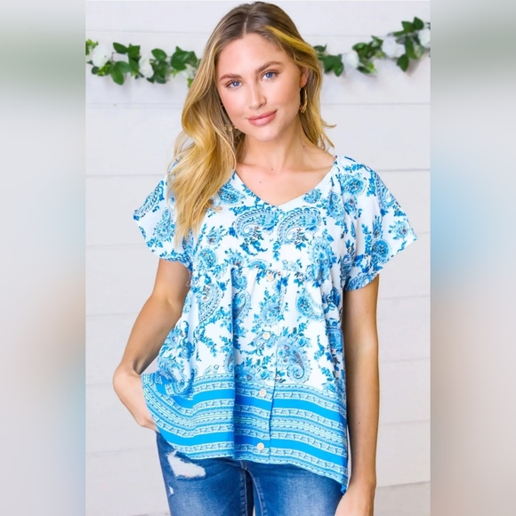 Haptics Short Sleeve Babydoll Style Top - Picture 1 of 4